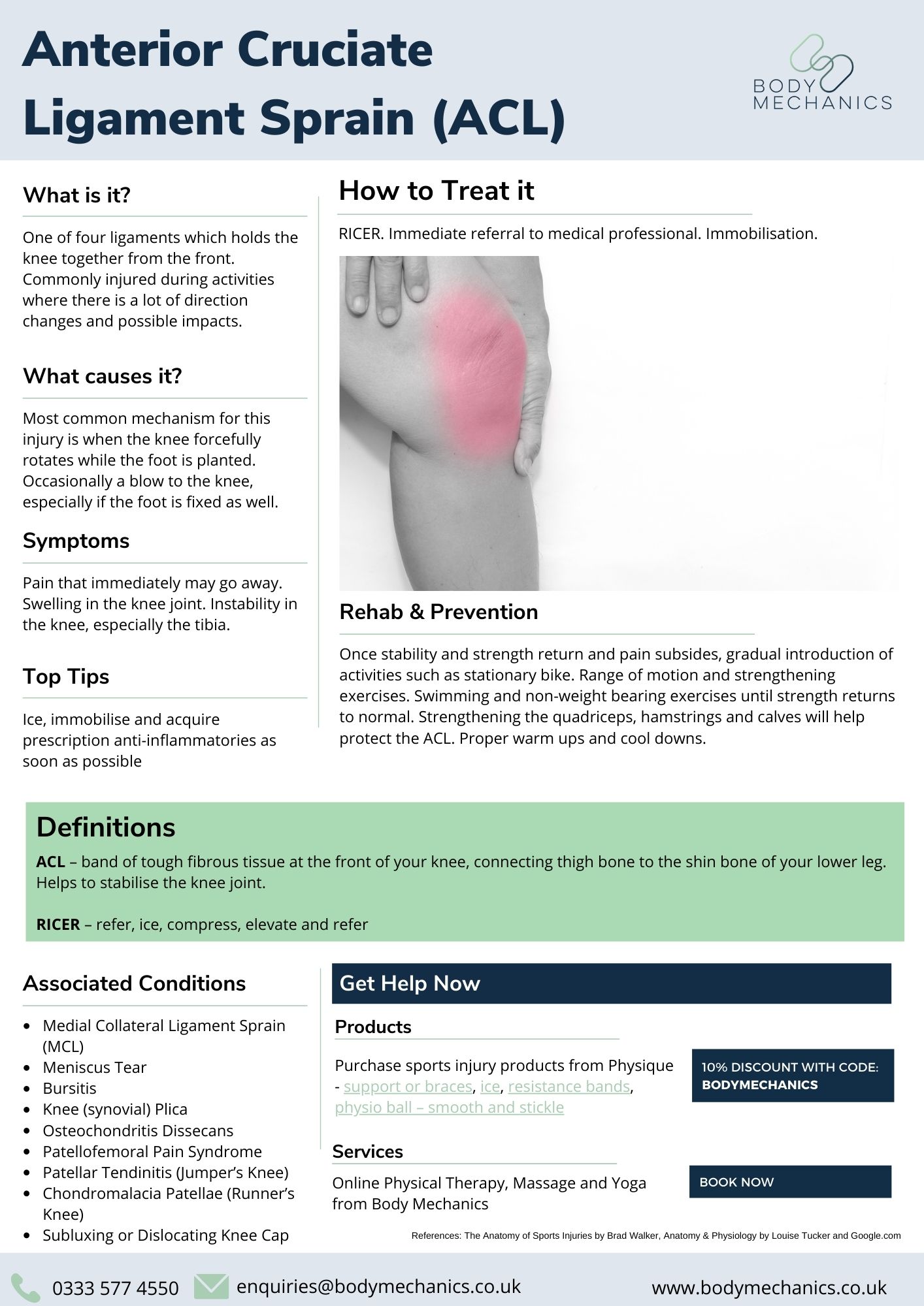Anterior Cruciate Ligament Sprain (ACL) Infosheet