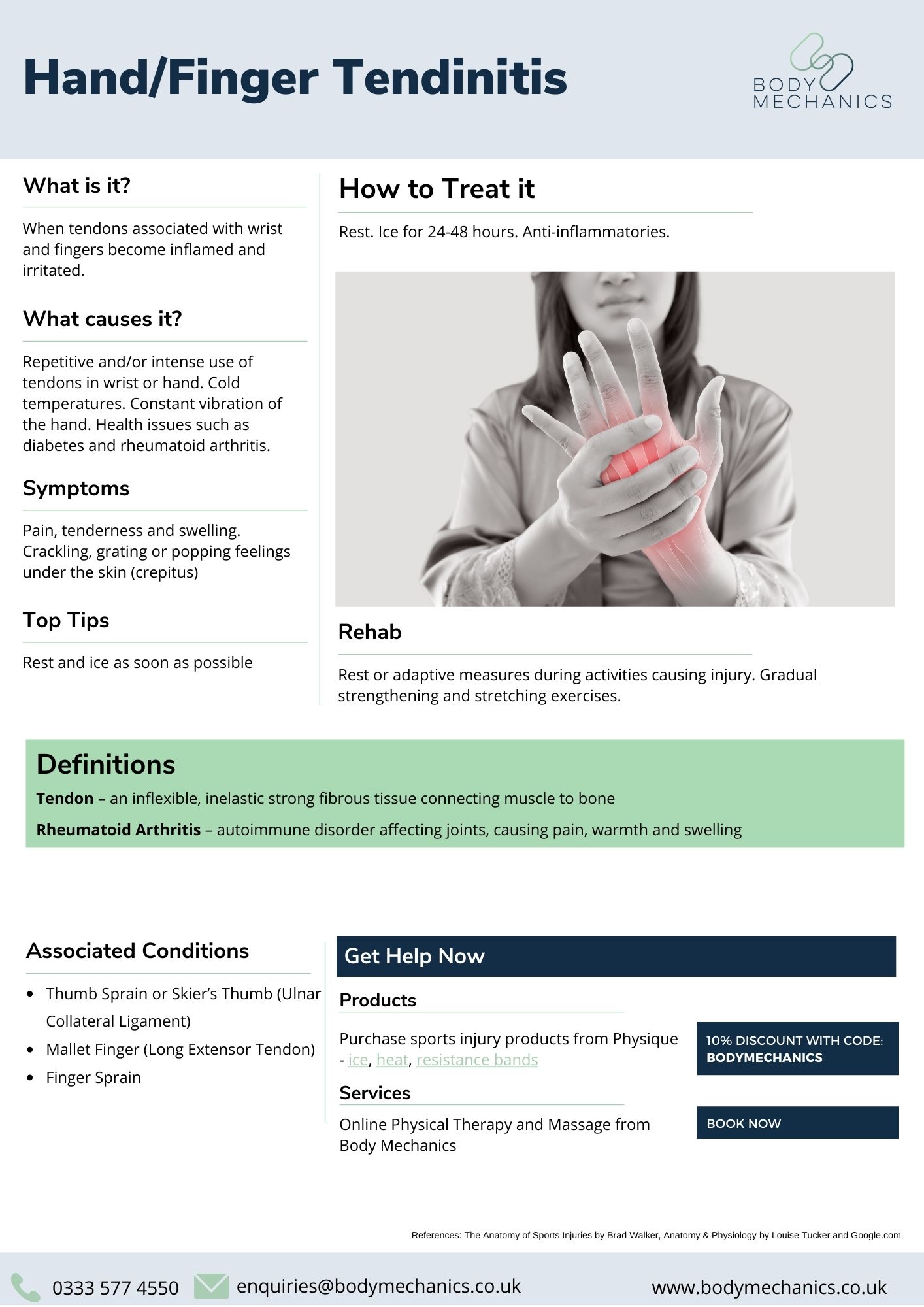 Hand/Finger Tendinitis Infosheet