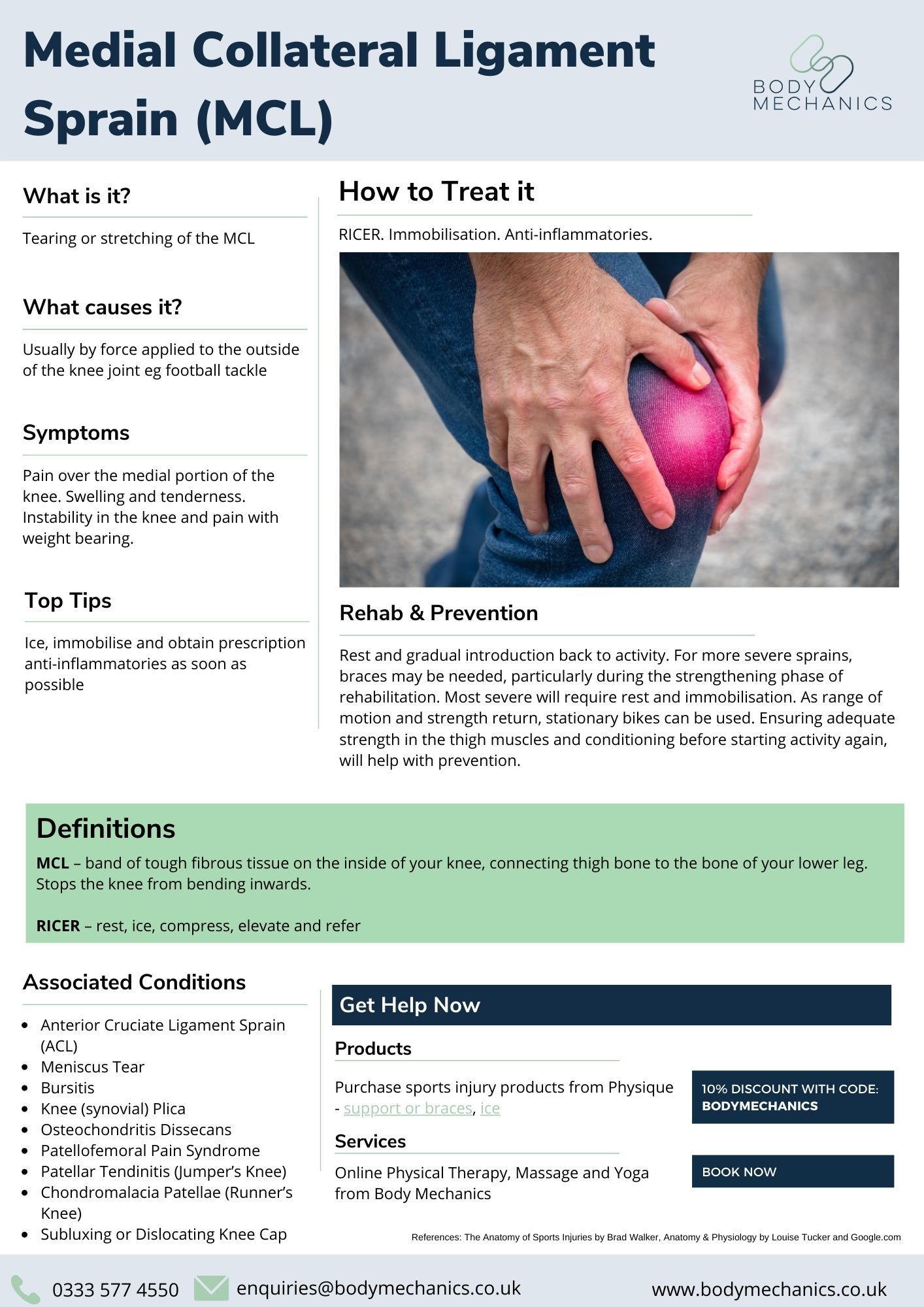 Medial Collateral Ligament Sprain (MCL) Infosheet