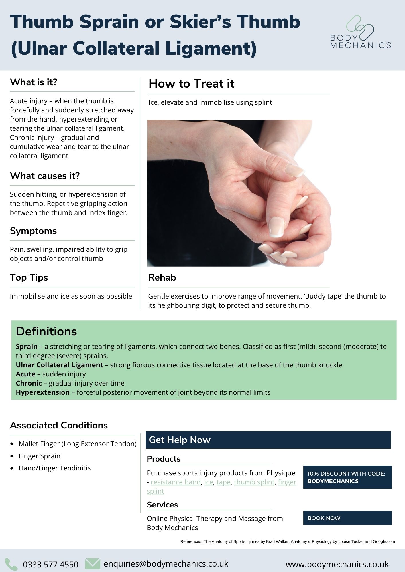 Thumb Sprain or Skier’s Thumb (Ulnar Collateral Ligament Infoguide